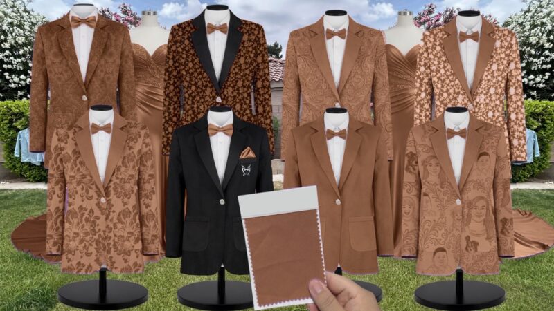 Coffee Satin Suit and Tuxedo – Exact Color Match for Stacees Bridesmaid Dresses