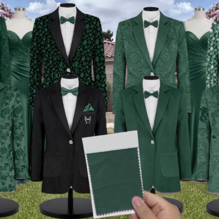 Dark Green Chiffon Suit and Tuxedo – Exact Color Match for Stacees Bridesmaid Dresses