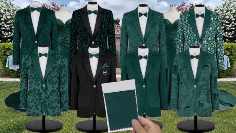 Dark Green Tulle Suit and Tuxedo – Exact Color Match for Stacees Bridesmaid Dresses