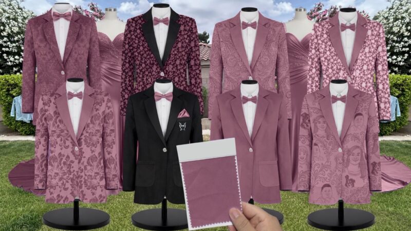 Desert Rose Charmeuse Suit and Tuxedo – Exact Color Match for Stacees Bridesmaid Dresses