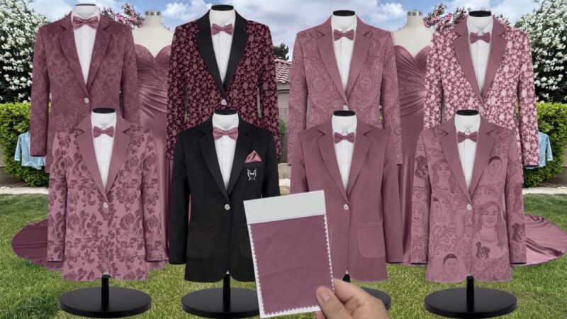 Desert Rose Chiffon Suit and Tuxedo – Exact Color Match for Stacees Bridesmaid Dresses