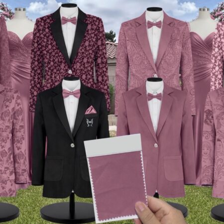 Desert Rose Satin Suit and Tuxedo – Exact Color Match for Stacees Bridesmaid Dresses