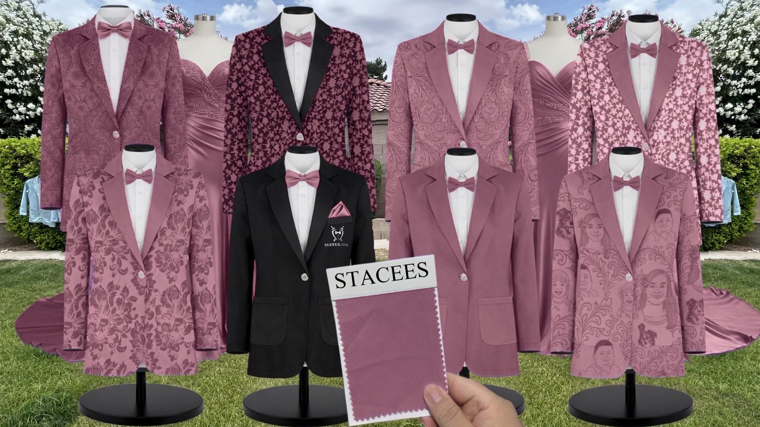 Desert Rose Tulle Suit and Tuxedo – Exact Color Match for Stacees Bridesmaid Dresses