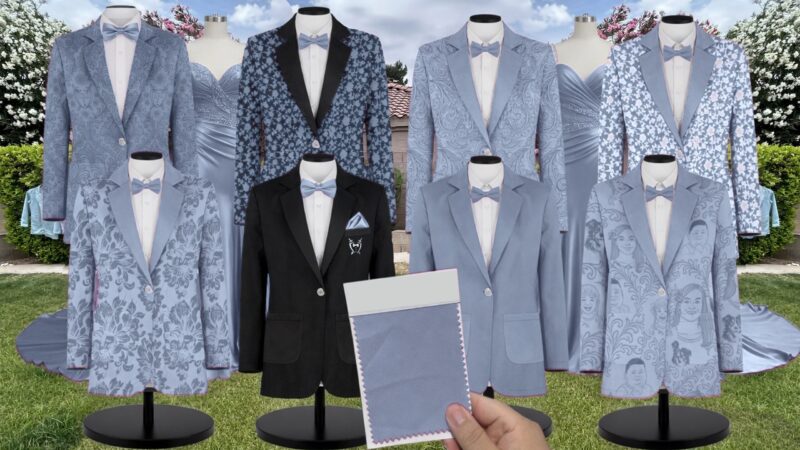 Dusty Blue Tulle Suit and Tuxedo – Exact Color Match for Stacees Bridesmaid Dresses