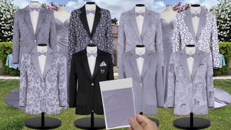 Dusty lavender Chiffon Fabric Suit and Tuxedo – Exact Color Match for Stacees Bridesmaid Dresses