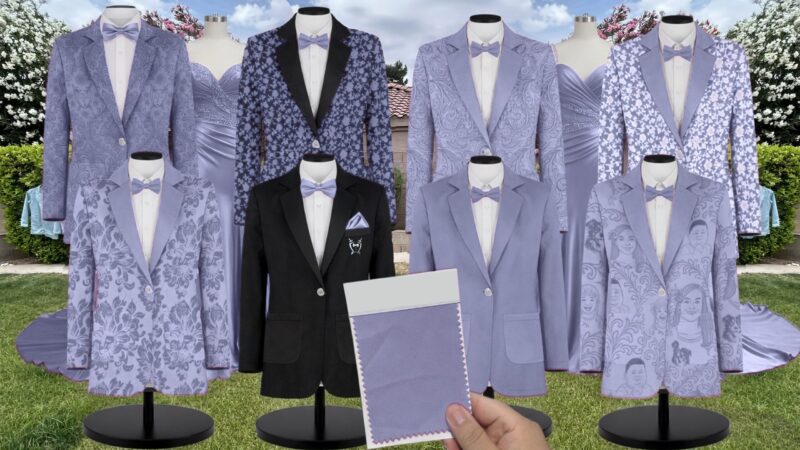 Lavender Satin Suit and Tuxedo – Exact Color Match for Stacees Bridesmaid Dresses