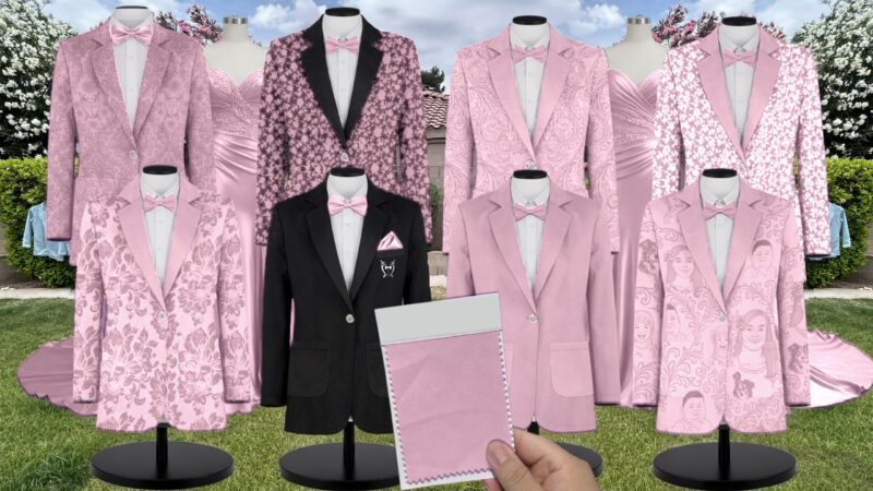 Dusty Pink Stretch Crepe Suit and Tuxedo – Exact Color Match for Stacees Bridesmaid Dresses