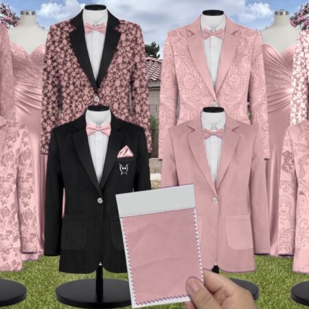 Dusty Rose Charmeuse Suit and Tuxedo – Exact Color Match for Stacees Bridesmaid Dresses