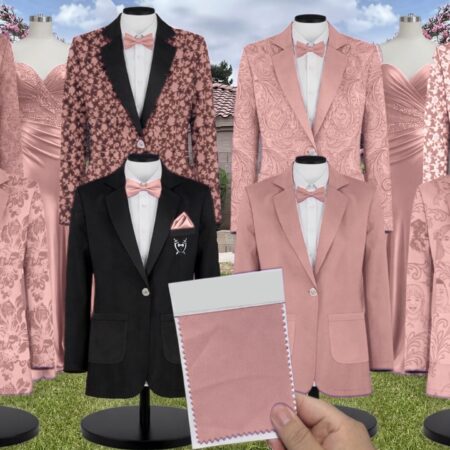 Dusty Rose Chiffon Suit and Tuxedo – Exact Color Match for Stacees Bridesmaid Dresses