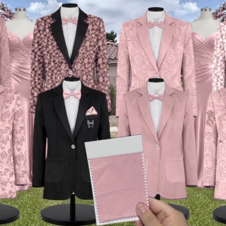 Dusty Rose Chiffon Fabric Suit and Tuxedo – Exact Color Match for Stacees Bridesmaid Dresses