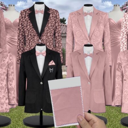 Dusty Rose Stretch Crepe Suit and Tuxedo – Exact Color Match for Stacees Bridesmaid Dresses
