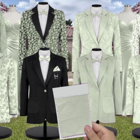 Dusty Sage Satin Suit and Tuxedo – Exact Color Match for Stacees Bridesmaid Dresses