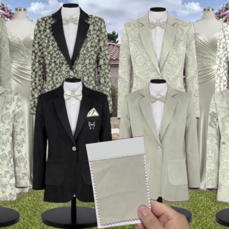 Dusty Sage Stretch Crepe Suit and Tuxedo – Exact Color Match for Stacees Bridesmaid Dresses