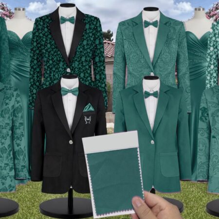 Emerald Chiffon Suit and Tuxedo – Exact Color Match for Stacees Bridesmaid Dresses