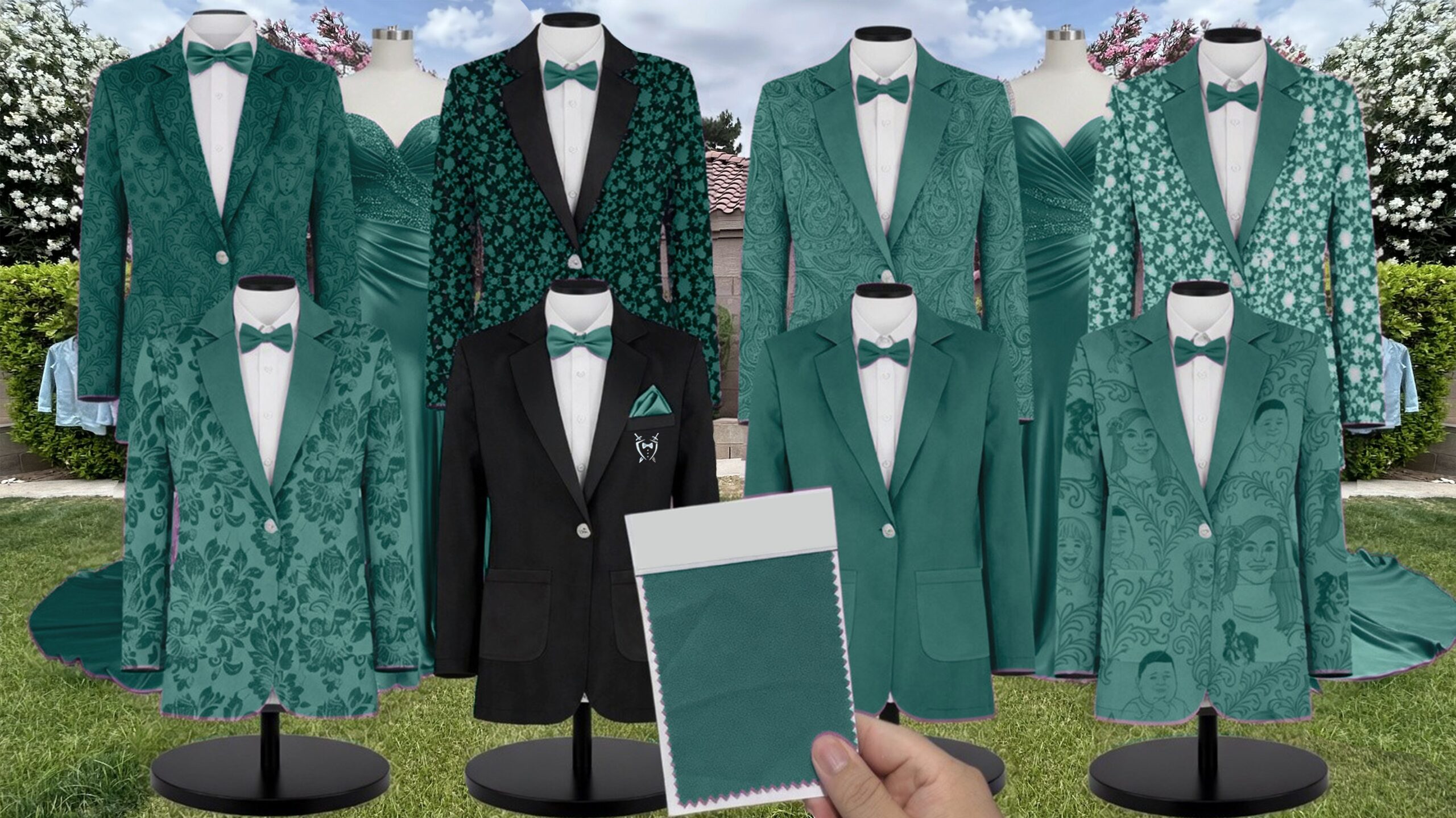 Stacees Emerald Chiffon suit