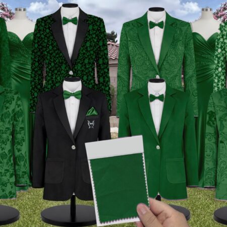 Emerald Stretch Crepe Suit and Tuxedo – Exact Color Match for Stacees Bridesmaid Dresses