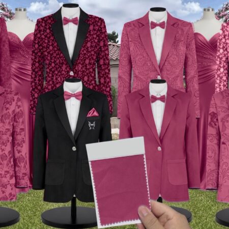 Fuchsia Chiffon Suit and Tuxedo – Exact Color Match for Stacees Bridesmaid Dresses