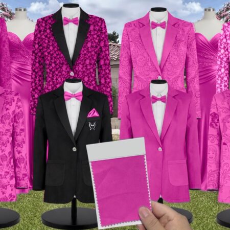 Fuchsia Satin Suit and Tuxedo – Exact Color Match for Stacees Bridesmaid Dresses