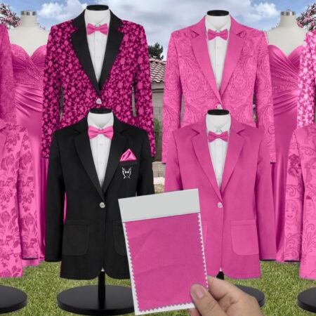 Fuchsia Stretch Crepe Suit and Tuxedo – Exact Color Match for Stacees Bridesmaid Dresses