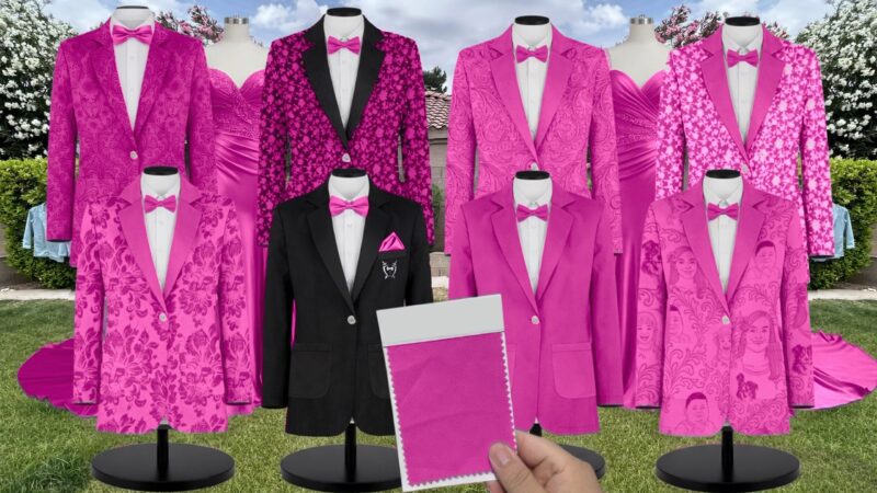 Fuchsia Tulle Suit and Tuxedo – Exact Color Match for Stacees Bridesmaid Dresses