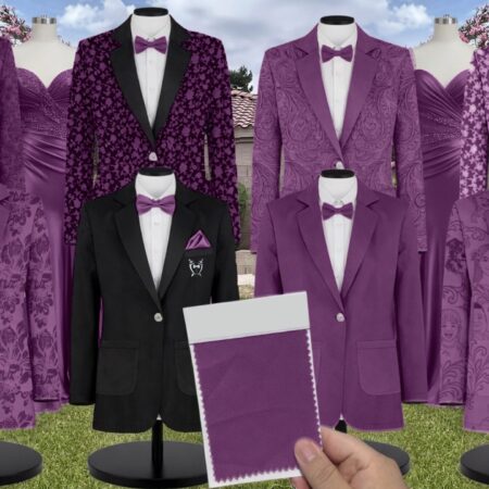 Grape Chiffon Fabric Suit and Tuxedo – Exact Color Match for Stacees Bridesmaid Dresses