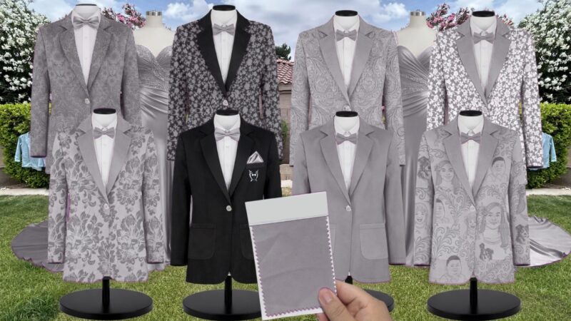 Gray Tulle Suit and Tuxedo – Exact Color Match for Stacees Bridesmaid Dresses