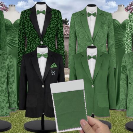 Hunter Green Satin Suit and Tuxedo – Exact Color Match for Stacees Bridesmaid Dresses