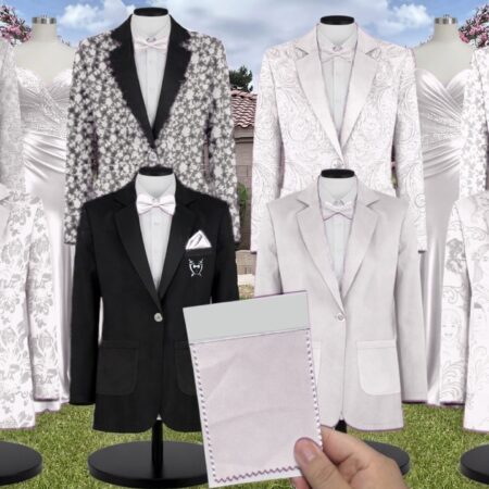Ivory Chiffon Suit and Tuxedo – Exact Color Match for Stacees Bridesmaid Dresses