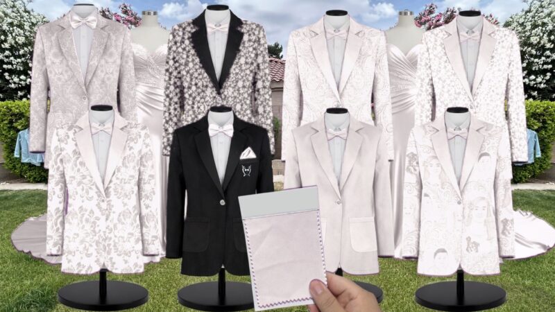 Ivory Stretch Crepe Suit and Tuxedo – Exact Color Match for Stacees Bridesmaid Dresses