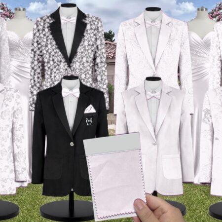 Ivory Stretch Satin Suit and Tuxedo – Exact Color Match for Stacees Bridesmaid Dresses