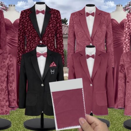 Mulberry Chiffon Fabric Suit and Tuxedo – Exact Color Match for Stacees Bridesmaid Dresses