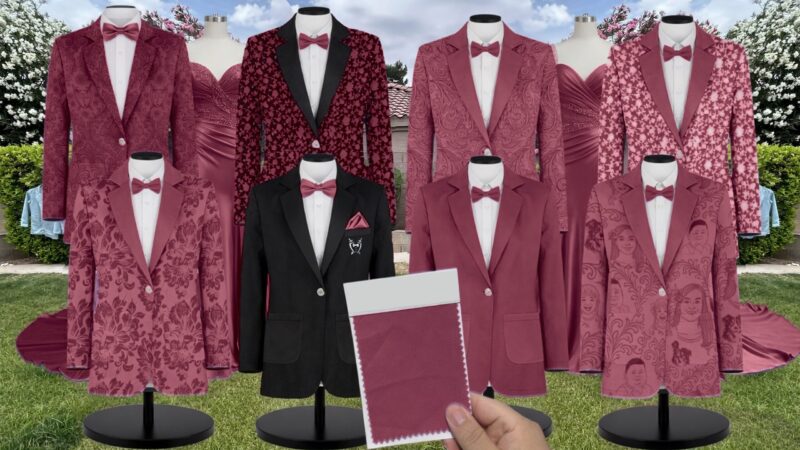 Mulberry Chiffon Fabric Suit and Tuxedo – Exact Color Match for Stacees Bridesmaid Dresses