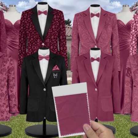Mulberry Satin Suit and Tuxedo – Exact Color Match for Stacees Bridesmaid Dresses