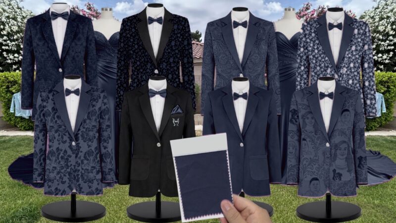 Navy Blue Chiffon Suit and Tuxedo – Exact Color Match for Stacees Bridesmaid Dresses