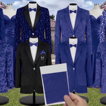 Navy Blue Chiffon Fabric Suit and Tuxedo – Exact Color Match for Stacees Bridesmaid Dresses