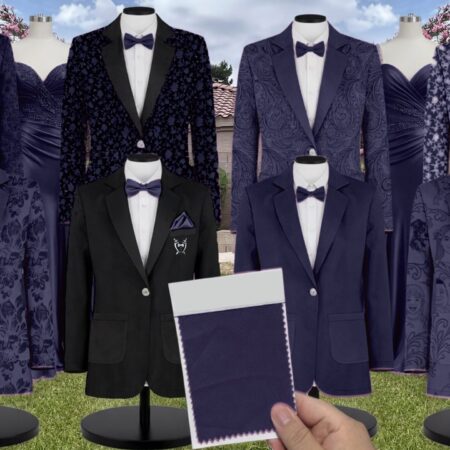 Navy Blue Stretch Crepe Suit and Tuxedo – Exact Color Match for Stacees Bridesmaid Dresses