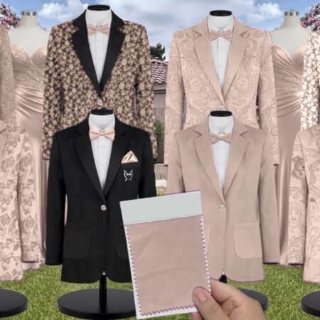 Nude Chiffon Suit and Tuxedo – Exact Color Match for Stacees Bridesmaid Dresses