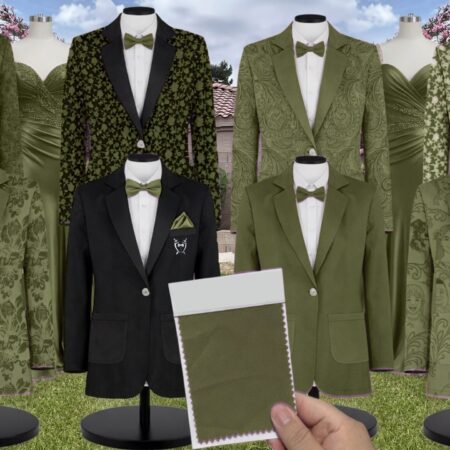 Olive Chiffon Suit and Tuxedo – Exact Color Match for Stacees Bridesmaid Dresses
