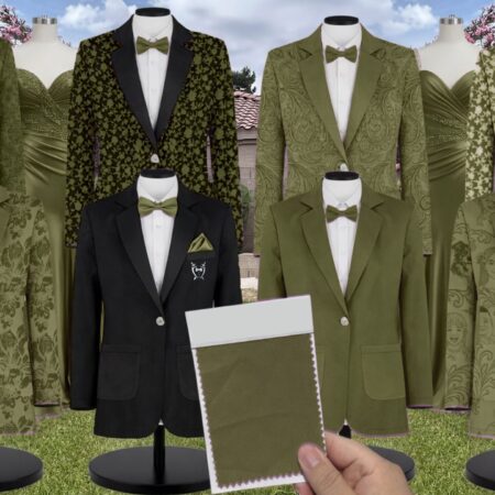 Olive Chiffon Fabric Suit and Tuxedo – Exact Color Match for Stacees Bridesmaid Dresses