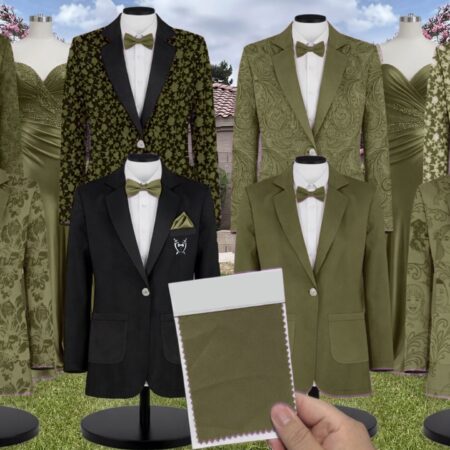 Olive Satin Suit and Tuxedo – Exact Color Match for Stacees Bridesmaid Dresses