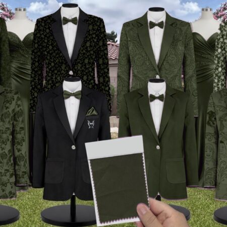 Olive Stretch Crepe Suit and Tuxedo – Exact Color Match for Stacees Bridesmaid Dresses