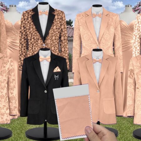 Peach Chiffon Suit and Tuxedo – Exact Color Match for Stacees Bridesmaid Dresses