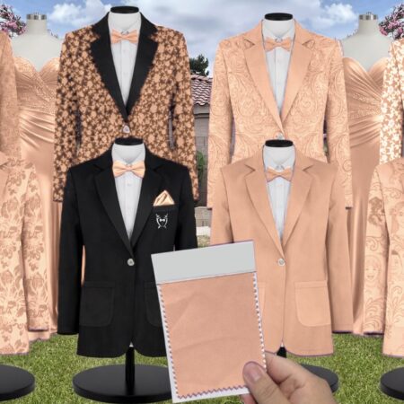 Peach Chiffon Fabric Suit and Tuxedo – Exact Color Match for Stacees Bridesmaid Dresses