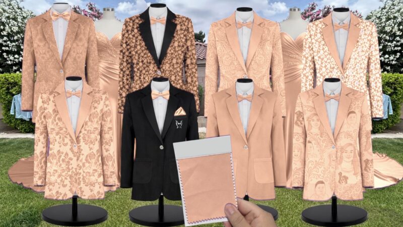 Peach Tulle Suit and Tuxedo – Exact Color Match for Stacees Bridesmaid Dresses