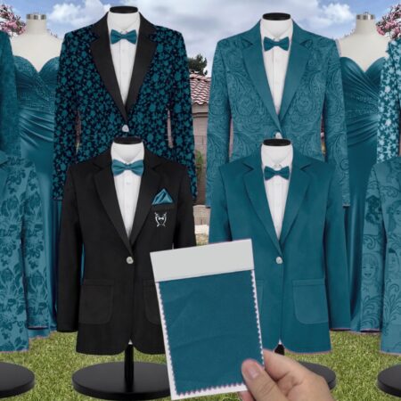 Peacock Tulle Suit and Tuxedo – Exact Color Match for Stacees Bridesmaid Dresses