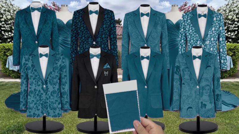Peacock Tulle Suit and Tuxedo – Exact Color Match for Stacees Bridesmaid Dresses