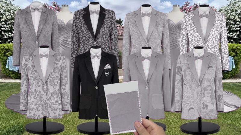 Pewter Charmeuse Suit and Tuxedo – Exact Color Match for Stacees Bridesmaid Dresses