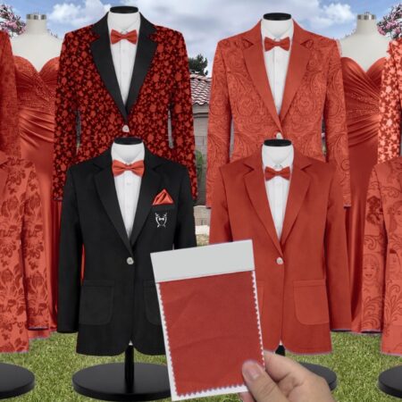Rust Charmeuse Suit and Tuxedo – Exact Color Match for Stacees Bridesmaid Dresses