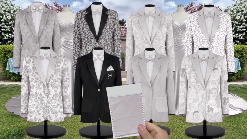 Silver Tulle Suit and Tuxedo – Exact Color Match for Stacees Bridesmaid Dresses