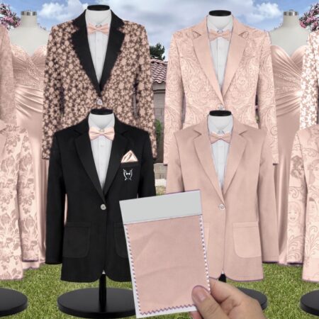 Soft Blush Tulle Suit and Tuxedo – Exact Color Match for Stacees Bridesmaid Dresses